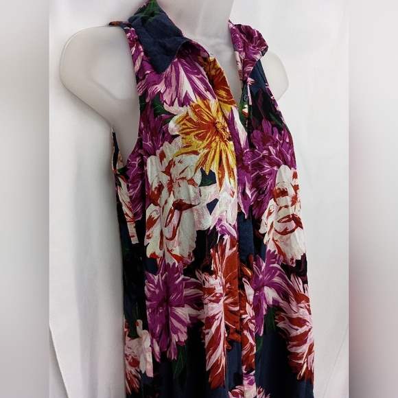 2/$30 Cupio Pink Orange Sleeveless Button Down Preppy Clueless Dress (#477) - Picture 5 of 11